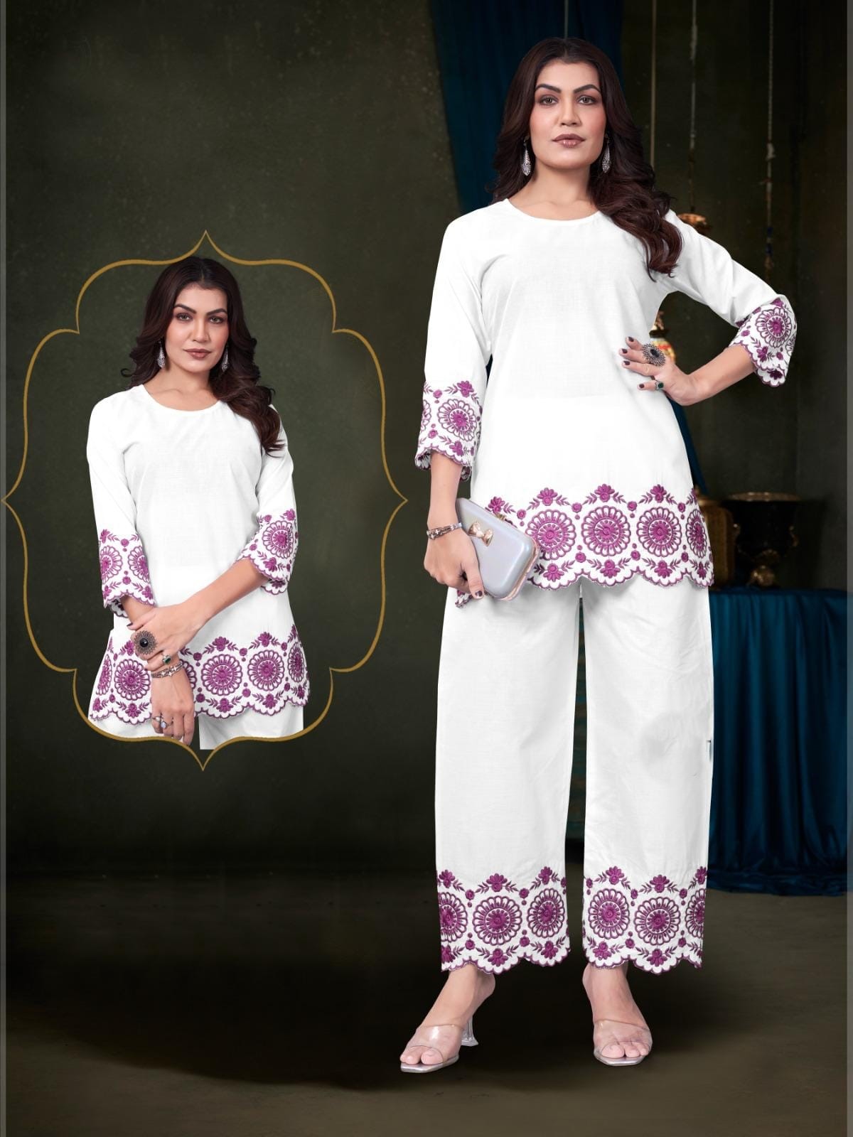 Heavy Cotton Unique Co-ord Set with Embroidery Work